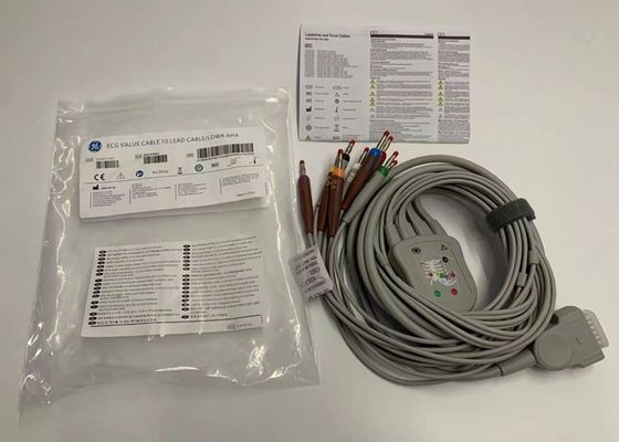 Grauer 10-Blei-EKG-Kabel mit 15-Stift-US-Standard-Bananenanschluss 4.0