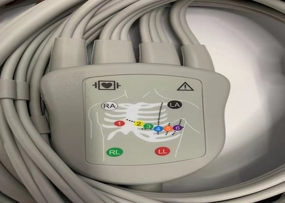 Grauer 10-Blei-EKG-Kabel mit 15-Stift-US-Standard-Bananenanschluss 4.0
