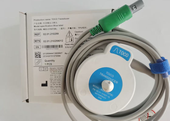 MS3-31527 Toco Transducer Probe 6 Nadel Einzelschlitz Blau Band Velcro 2,5m Länge