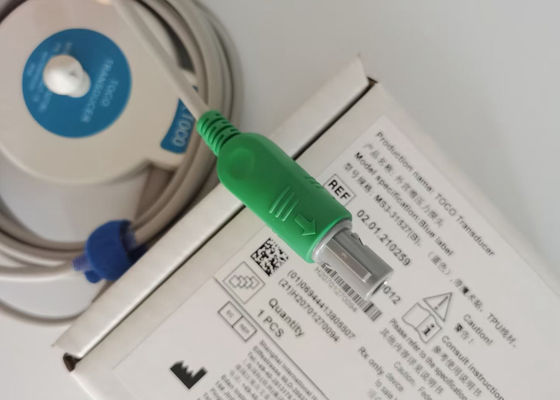 MS3-31527 Toco Transducer Probe 6 Nadel Einzelschlitz Blau Band Velcro 2,5m Länge