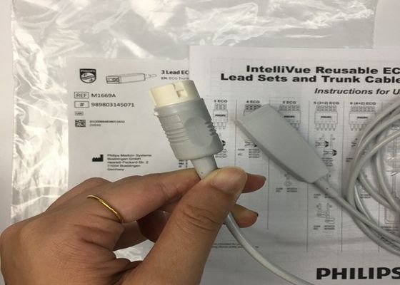 M1669A Zwischengeschaltete wiederverwendbare 3-Blei-EKG-Kabel aAMI/IEC 2,7M TPU-Material