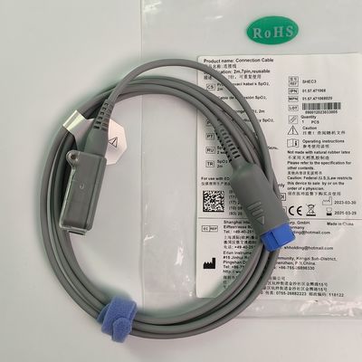 REF SHEC3 Blutsauerstoffverlängerungskabel 2M Blauer Rundkopf Einfachschlitz 7 Stift L 2,0 Meter