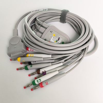 Elektrokardiogramm-Maschine mit integriertem 12-Blei-Draht mit 15 Pins Europäischer Standard IEC Bananenkopf 4.0