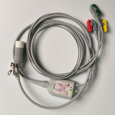 PHILIP Original 3 Lead IEC Leadset Rot, Grün, Gelb, 2,6 M Maschinenende Rund 12 Nadeln PN:989803143171