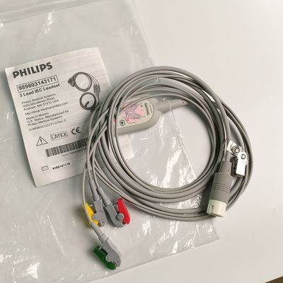 PHILIP Original 3 Lead IEC Leadset Rot, Grün, Gelb, 2,6 M Maschinenende Rund 12 Nadeln PN:989803143171
