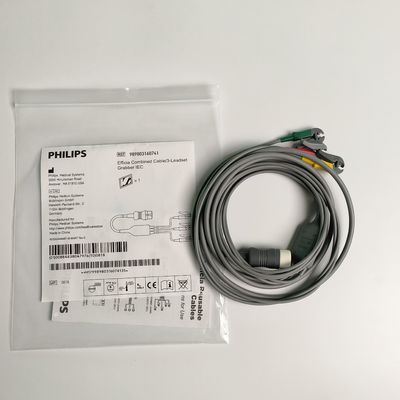 PHILIP Original Efficia Kombiniertes Kabel/3-Leadset Grabber IEC. Maschinenende Runde 12-Pin, Referenz: 989803160741