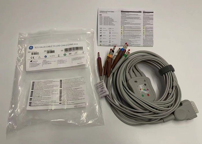 Grauer 10-Blei-EKG-Kabel mit 15-Stift-US-Standard-Bananenanschluss 4.0