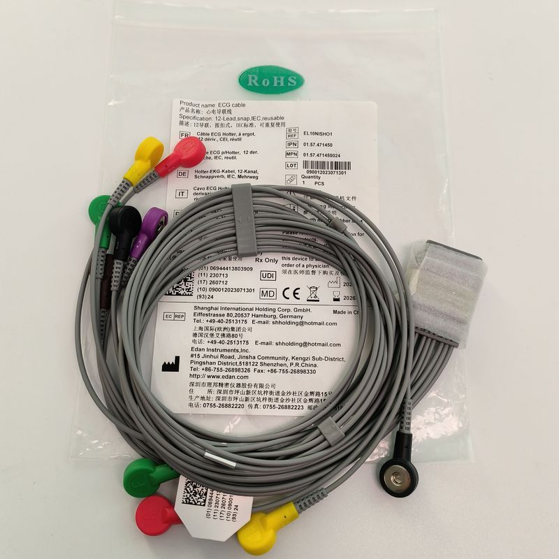 Original Dynamic Holter EKG Lead Wire 12 Lead Button Typ REF EL10NISH01 IPN 01.57.471450