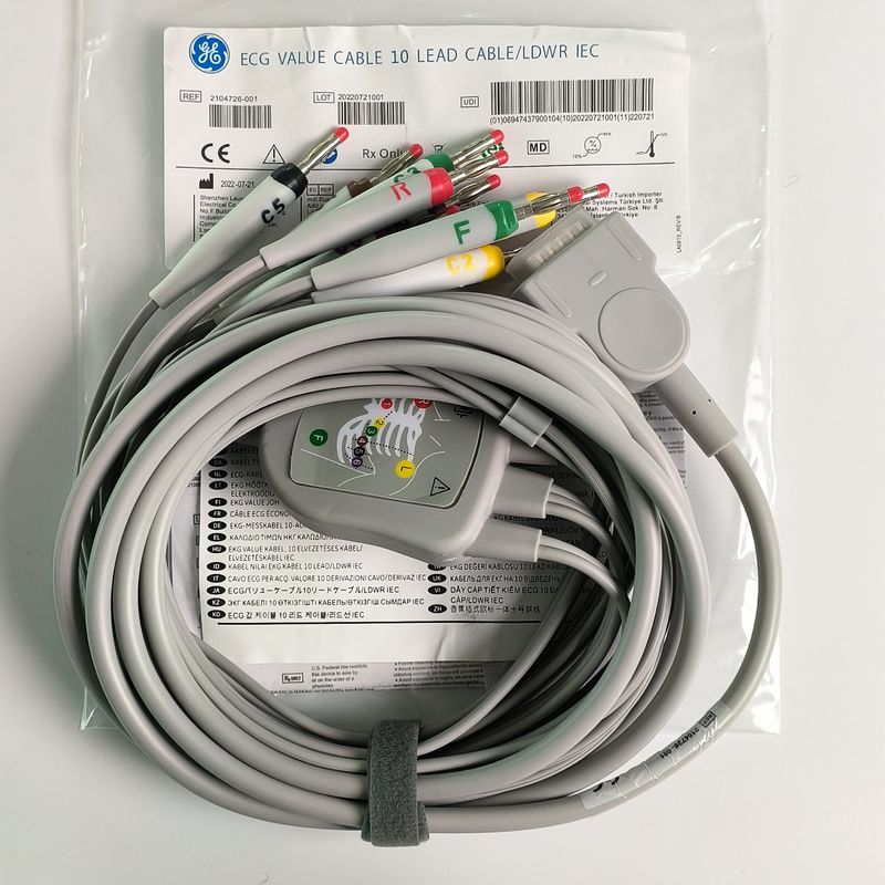 Elektrokardiogramm-Maschine mit integriertem 12-Blei-Draht mit 15 Pins Europäischer Standard IEC Bananenkopf 4.0