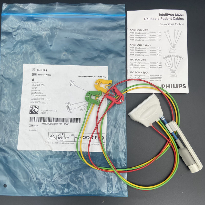 Drei-Leiter-Europäische Standardklemme mit Blutsauerstoffanschluss EKG 3-Lead Grabber REF:989803171911