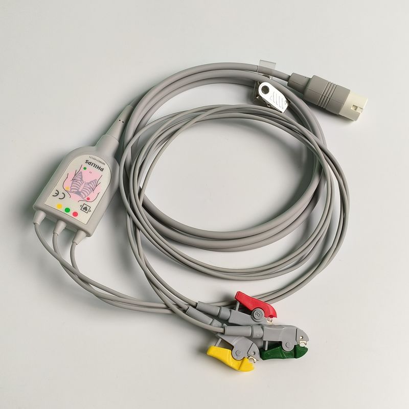 PHILIP Original 3 Lead IEC Leadset Rot, Grün, Gelb, 2,6 M Maschinenende Rund 12 Nadeln PN:989803143171