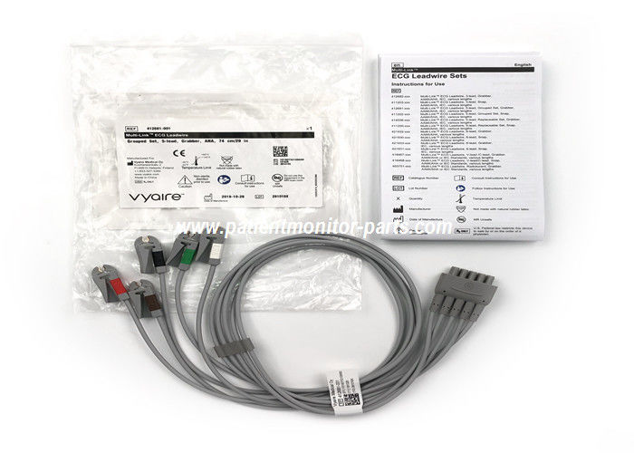 Multi-Link EKG Leadwire Grouped Set,5 Lead Grabber AHA 74CM / 29IN PN 412681-001